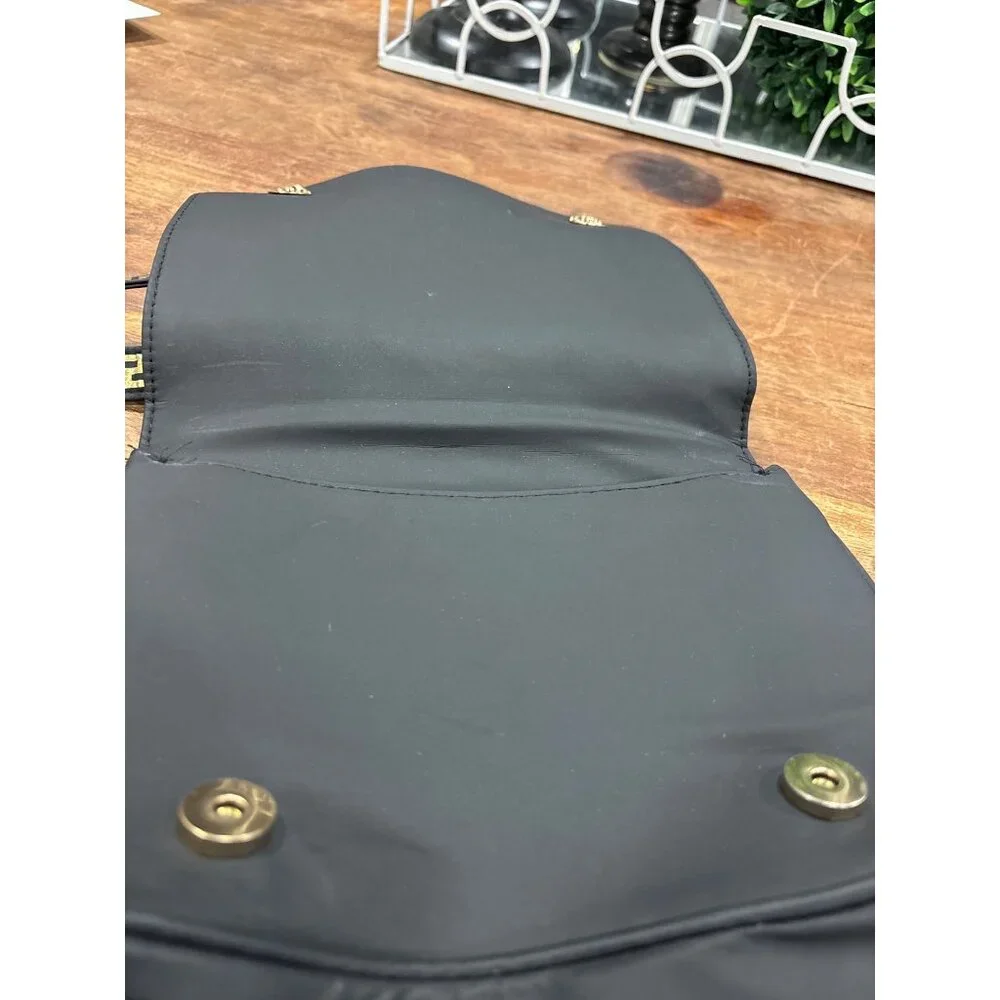 Versace Parfums Black Nylon Crossbody Bag With Gold Medusa Logo Greek Key Strap - Picture 4 of 15
